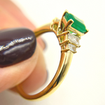 Load image into Gallery viewer, 14K Solid Yellow Gold Diamond and Emerald Cluster Ring.