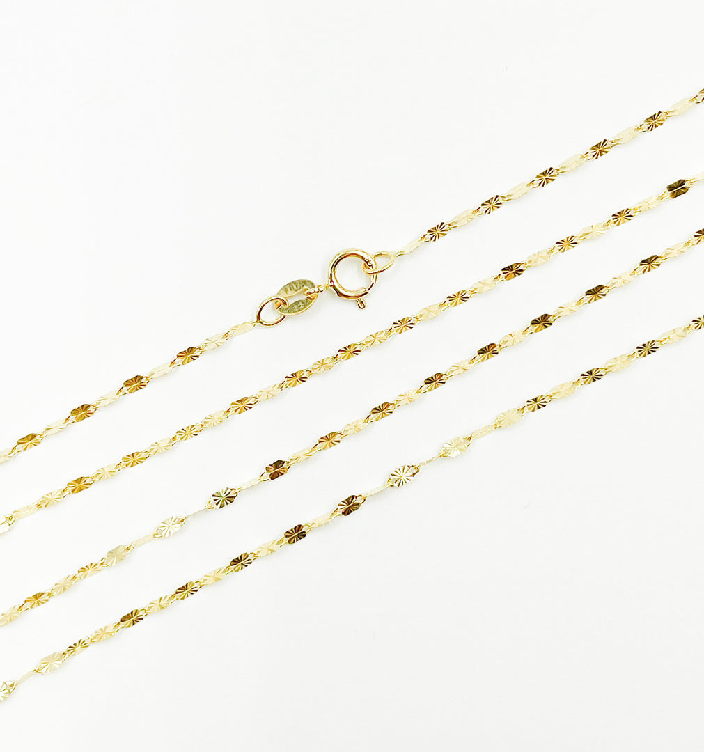 14K Solid Gold Diamond Cut Marina Chain