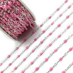 Load image into Gallery viewer, Shop Now Sterling Silver Pink Color Enamel Cable Chain