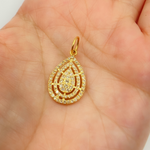 Load image into Gallery viewer, 14K Solid Gold Drop Charm with Diamonds. GDP145