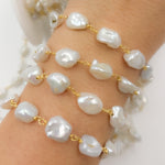Load image into Gallery viewer, Gold Plated Wire Nugget Freshwater Pearl Chain