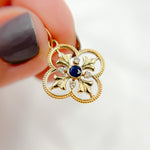 Load image into Gallery viewer, GDP383. 14K Solid Gold Diamond and Gemstone Flower Charm