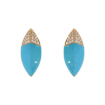 Load image into Gallery viewer, DER03407TQ. 14K Solid Gold Diamond and Turquoise Fancy Stud Earrings