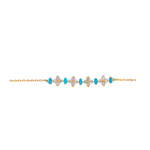 Load image into Gallery viewer, BFH60962TQ. 14K Solid Gold Diamond and Turquoise Flower Bracelet