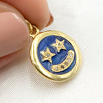 Load image into Gallery viewer, Silver Round Star Smiley Enamel Charm