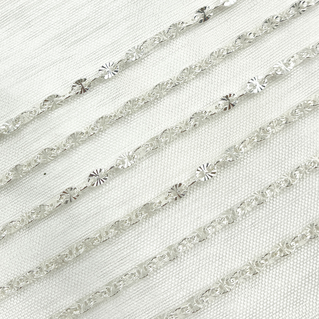 V90SS. 925 Sterling Silver Diamond Cut Marina Chain