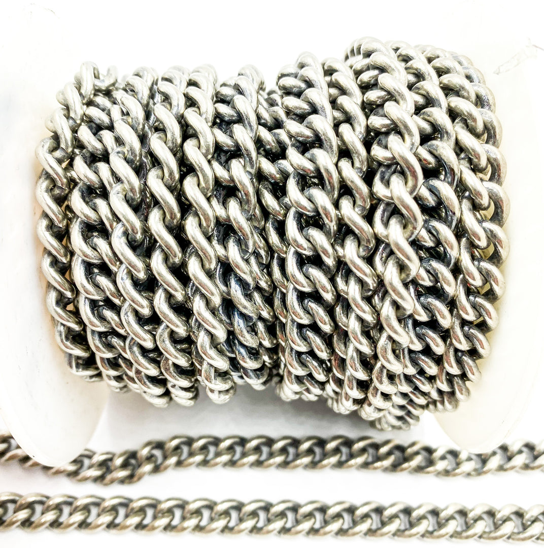 Oxidized 925 Sterling Silver 8mm Curb Chain. 9504COX