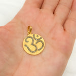 Load image into Gallery viewer, DP034. Diamond Sterling Silver OM Symbol Round Pendant
