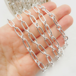 Load image into Gallery viewer, Sterling Silver Hollow Smooth Paperclip Long & Short Link Chain