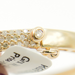 Load image into Gallery viewer, KG91. 14K Solid Gold Diamonds Bangle and Oval Shape in the Center with Diamonds and Emerald