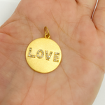 Load image into Gallery viewer, 14K Solid Gold Diamond Circle LOVE Charm. GDP84