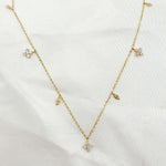 Load image into Gallery viewer, NT113096. 14K Solid Gold Diamond Flower Dangle Necklace