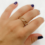 Load image into Gallery viewer, 14k Solid Gold Diamond Chain Ring.