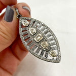 Load image into Gallery viewer, DP204. Diamond Sterling Silver Leaf Shape Pendant with Polki Diamond