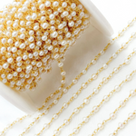 Load image into Gallery viewer, Shop Pearl Round Shape Gold Plated Wire Chain