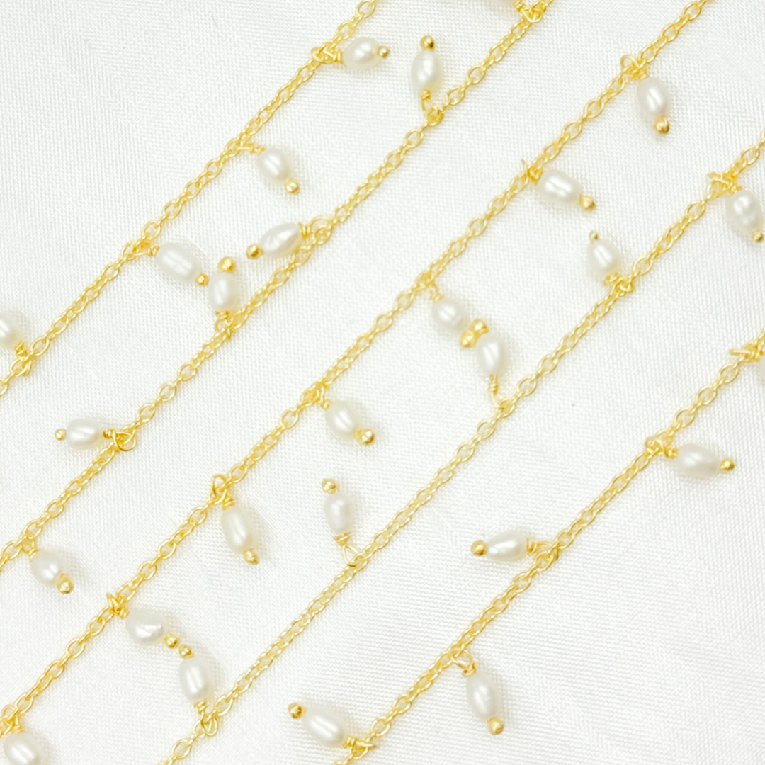 Pearl Dangle Gold Plated 925 Sterling Silver Wire Chain