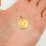 Load image into Gallery viewer, GDP105. 14K Solid Gold Diamond Circle Charm with Moon and Star