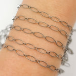 Load image into Gallery viewer, 790TWOX. Oxidized Sterling Silver Hammered Oval & Smooth Round Link Chain