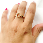 Load image into Gallery viewer, 14K Solid Gold Diamond Moon & Star Ring.