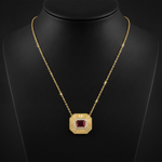 Load image into Gallery viewer, CN97285RU6X4. 14K Solid Gold Octagon Ruby and Diamond Fancy Tiny Necklace
