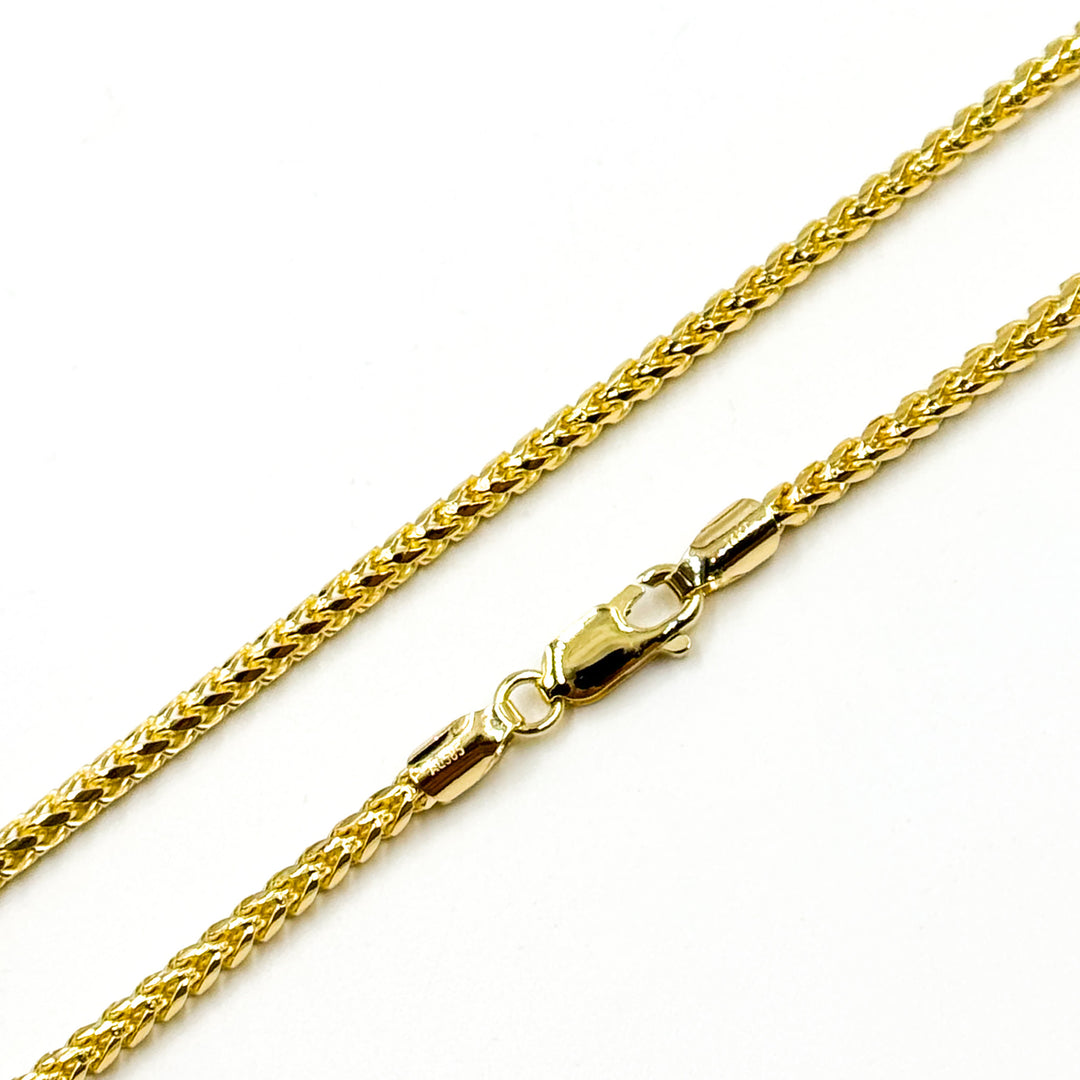14k Solid Yellow Gold Wheat Chain