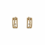 Load image into Gallery viewer, EHC57625. 14K Solid Yellow Gold Diamond Fancy Hoop Earrings