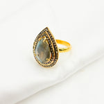 Load image into Gallery viewer, DE09. Diamond Sterling Silver Labradorite Drop Ring
