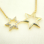 Load image into Gallery viewer, NFC71186. 14k Solid Gold Diamond Stars Cable Link Necklace