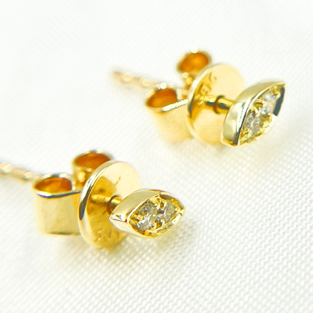 14k Solid Yellow Gold Diamonds Evil Eye Stud Earrings. ER115071Y