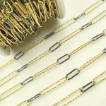 Load image into Gallery viewer, Rhodium Sterling Silver Diamond Cut & Smooth Paperclip Chain