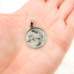 Load image into Gallery viewer, Diamond Sterling Silver Round Moon and Star Pendant