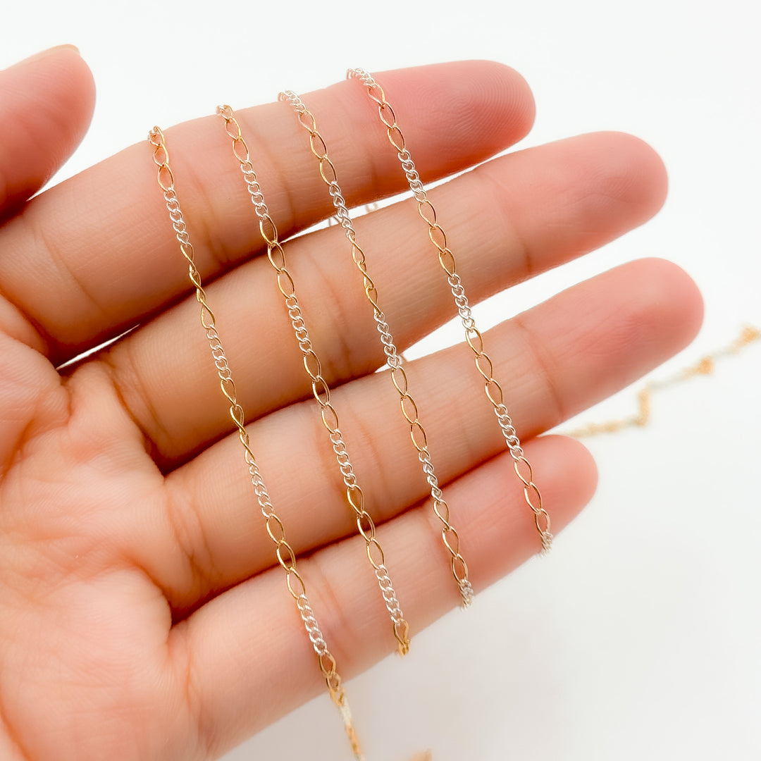 1653CTT.  Gold Filled and Sterling Silver Long and Short Link Chain