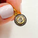 Load image into Gallery viewer, Diamond Sterling Silver Round Charm with Polki Diamond