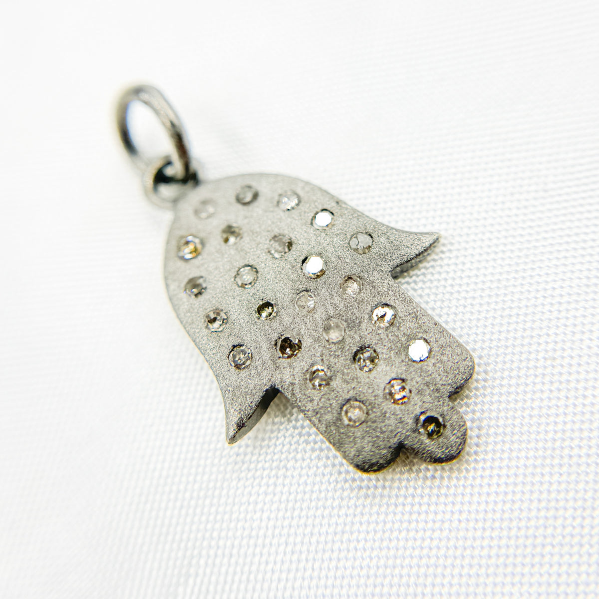 DP447. Diamond Sterling Silver Hamsa Pendant