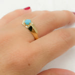 Load image into Gallery viewer, 14K Solid Yellow Gold Turquoise Ring.