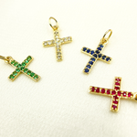 Load image into Gallery viewer, Shop Now 14K Solid Gold Cross Charm in Diamond, Ruby, Blue Sapphire and Emerald
