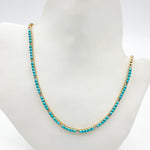 Load image into Gallery viewer, 14K Solid Gold Turquoise and Diamond Tennis Necklace
