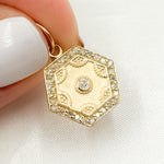 Load image into Gallery viewer, 14K Solid Gold Diamond Hexagon Charms