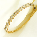 Load image into Gallery viewer, KG90. 14K Solid Gold Diamond Flower Shape Bangle