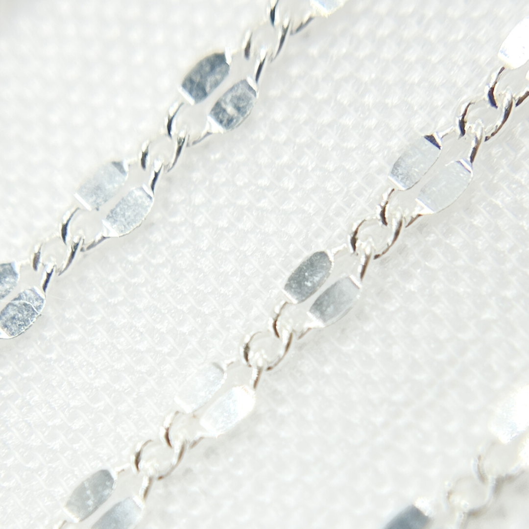 V185SS. Sterling Silver Flat Marina Link Chain