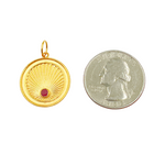 Load image into Gallery viewer, 14K Solid Gold Gemstone Circle Charm. GDP303