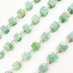 Load image into Gallery viewer, AMZ26. Amazonite Cube Faceted Sterling Silver Wire Chain