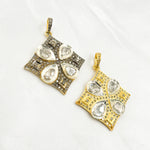 Load image into Gallery viewer, DP461. Diamond Sterling Silver Square Flower Pendant with Polki Diamonds
