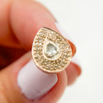 Load image into Gallery viewer, DE041. Pave Diamond and Dark Polka Diamond Silver Drop Studs