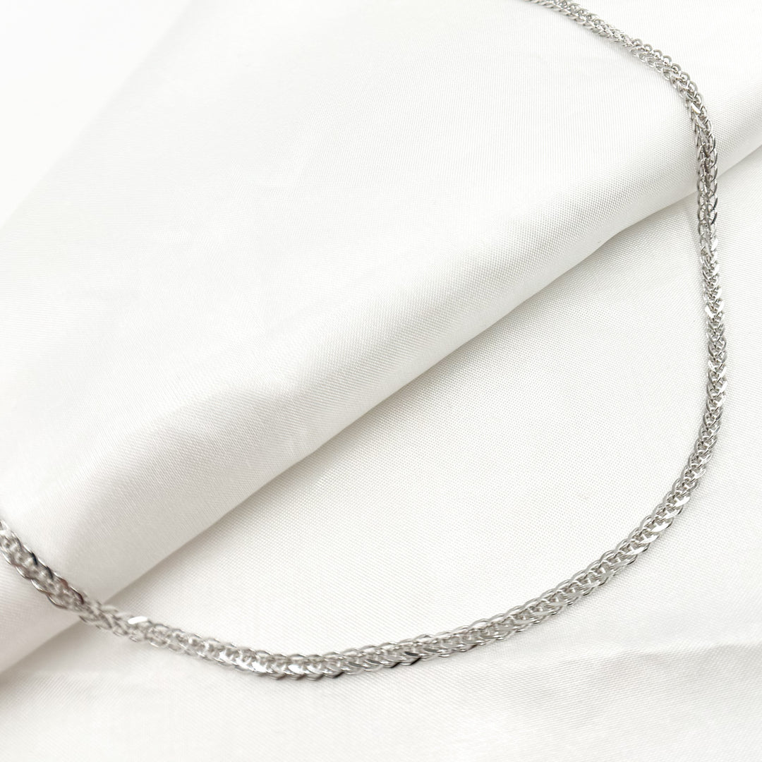 14K White Gold Wheat Chain