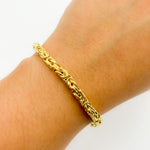Load image into Gallery viewer, TRE003Bracelet. 14K Solid Gold Hollow Byzantine Bracelet