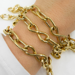 Load image into Gallery viewer, Gold Plated 925 Sterling Silver Hollow Smooth Oval & Infinity Links Chains