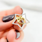 Load image into Gallery viewer, 14K Solid Gold Diamonds Star Charm with Heart Abstract Figure. EJP1493