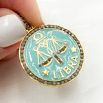 Load image into Gallery viewer, Silver Libra Zodiac Enamel Pendant