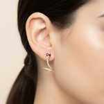 Load image into Gallery viewer, EFE53688RU. 14K Solid Gold Diamond and Ruby Snake Studs